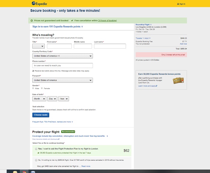 expedia flight booking