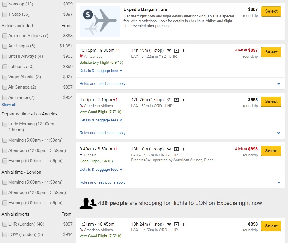 flights on expedia