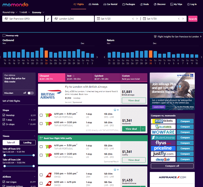 momondo flight search