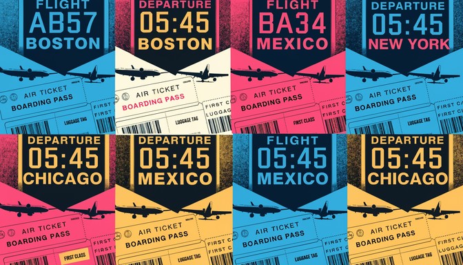 Airline boarding pass and flight travel