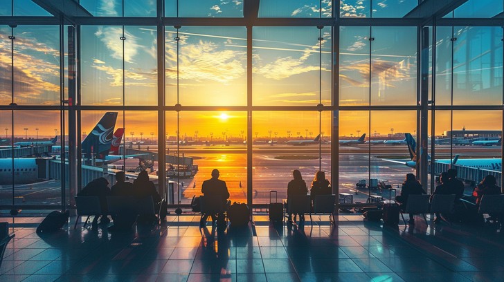 Airport lounge for international travelers