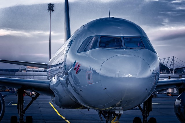 Passenger plane at an airport gate